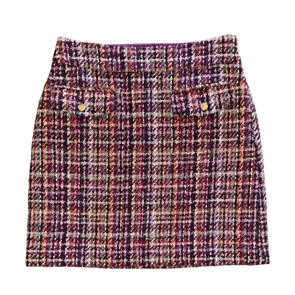 Ann Taylor LOFT Multicolor Tweed Pencil Straight Mini Skirt Women’s Size 2